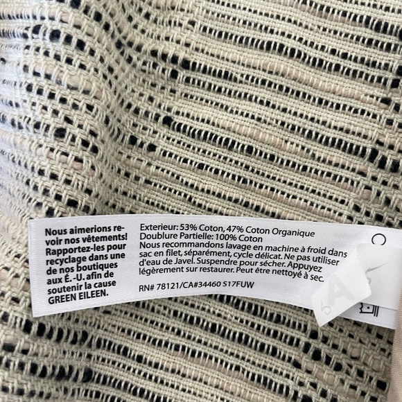 Eileen Fisher Cream and Black Cotton Jacket - Picture 5 of 8